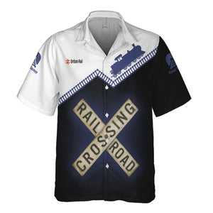 Railspirit Personalized British Railway Hawaiian Shirt Railroad Crossing Printed Train Track Shirt