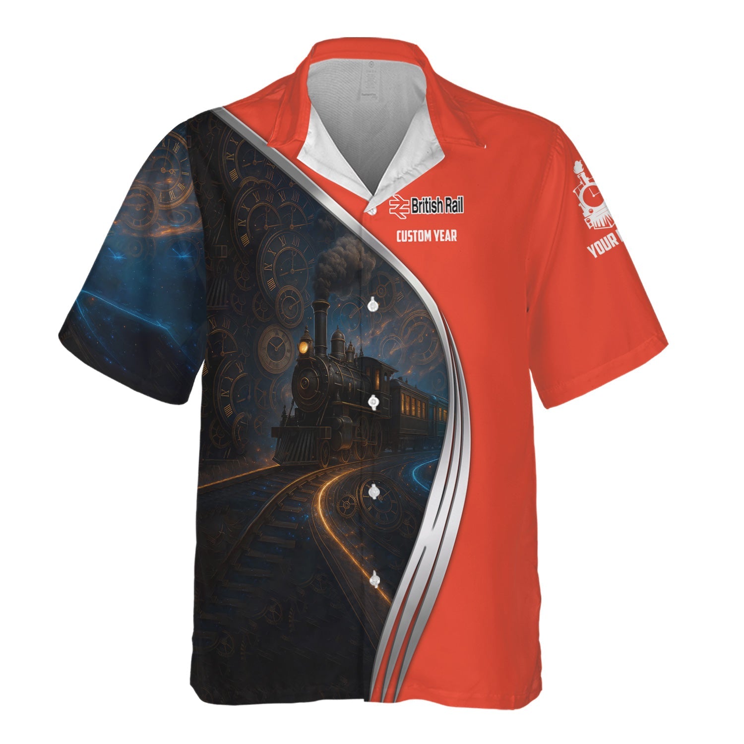 Railspirit Personalized British Railway Hawaiian Shirt Steampunk Locomotive with Custom Year Train Shirt