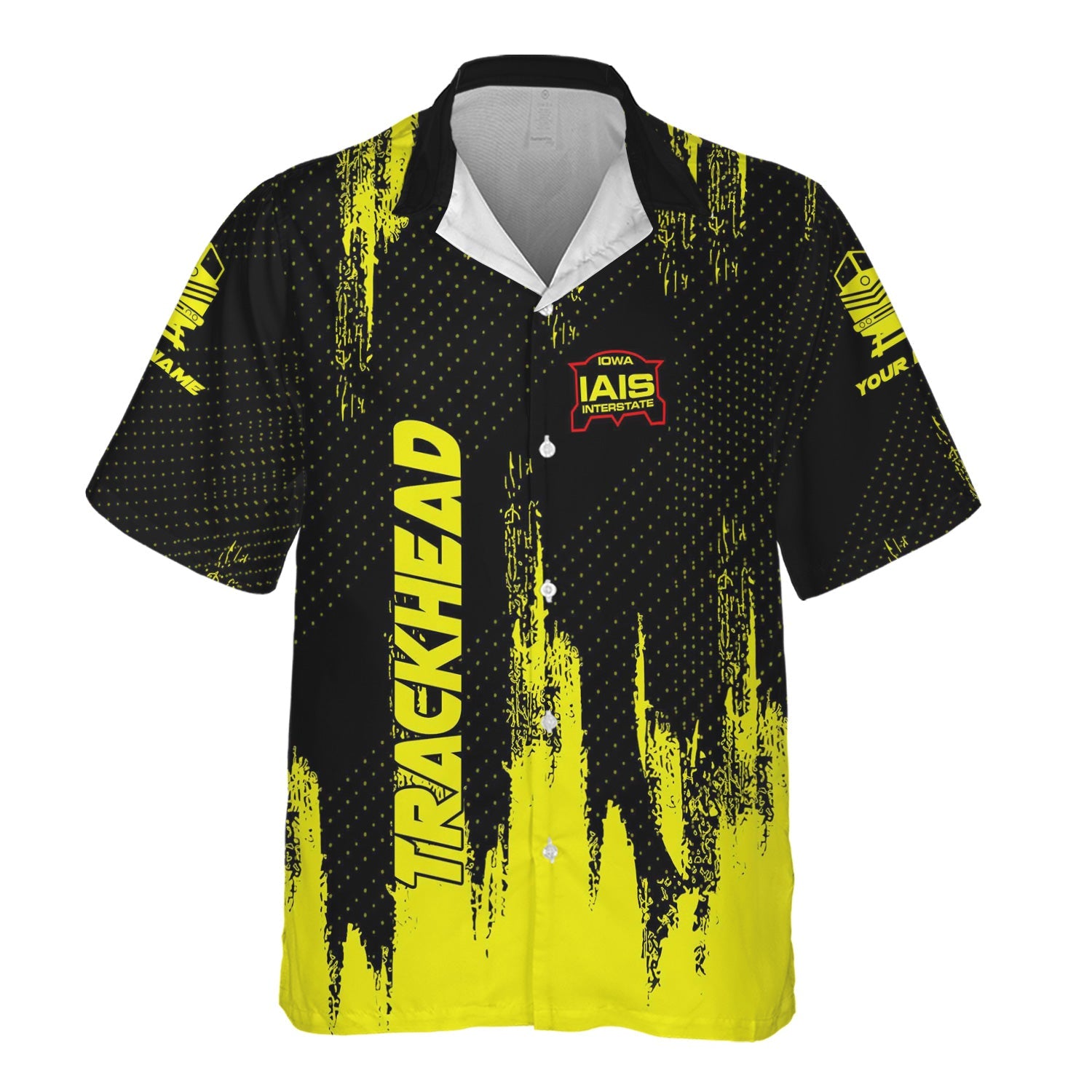 Railspirit Personalized Iowa Interstate Railroad Hawaiian Shirt Paint Impact Design IAIS Train Shirt for Trackhead