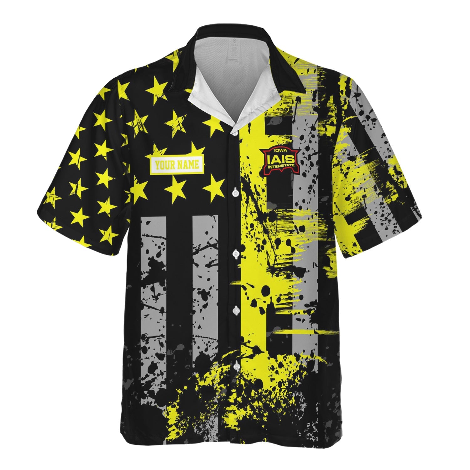 Railspirit Personalized Iowa Interstate Railroad Hawaiian Shirt Artistic Paint American Flag Style IAIS Train Shirt