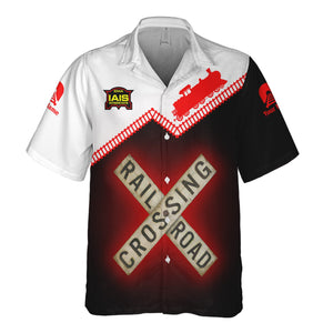 Railspirit Personalized Iowa Interstate Railroad Hawaiian Shirt Railroad Crossing Printed Train Track Shirt
