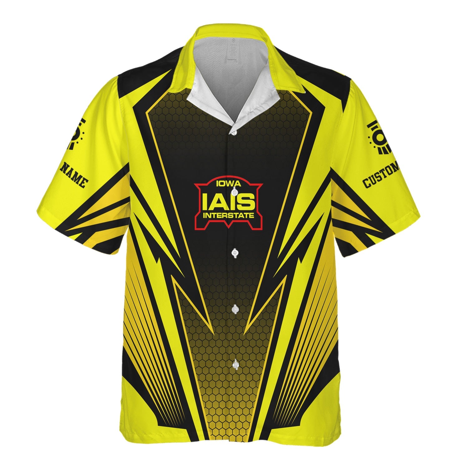 Railspirit Personalized Iowa Interstate Railroad Hawaiian Shirt Lightning Graphic Style IAIS Shirt Gift Idea For Train Lover