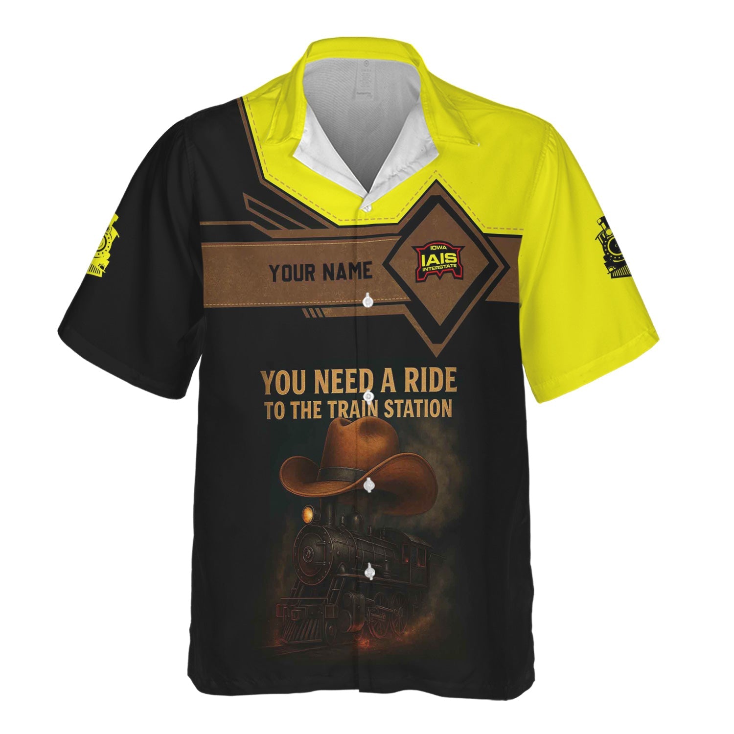 Railspirit Personalized Iowa Interstate Railroad Hawaiian Shirt You Need A Ride To The Train Station IAIS Shirt For Train Lovers