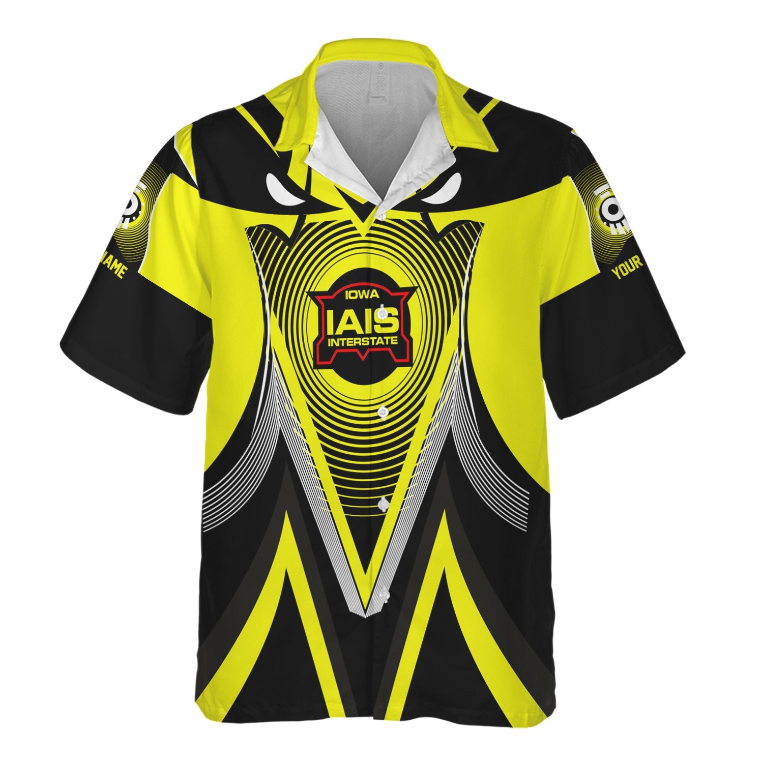 Railspirit Personalized Iowa Interstate Railroad Hawaiian Shirt Vibrant Graphic Pattern IAIS Shirt For Train Enthusiasts