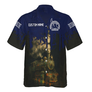 Railspirit Personalized CNJ Jersey Central Railroad Hawaiian Shirt Vintage Train Art Style Shirt For Locomotive Fans