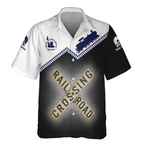 Railspirit Personalized CNJ Jersey Central Railroad Hawaiian Shirt Railroad Crossing Printed Train Track Shirt