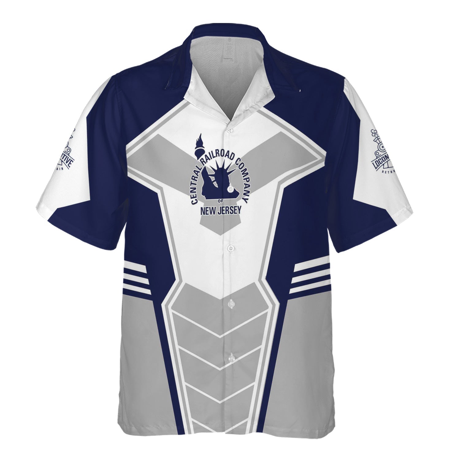 Railspirit Personalized Jersey Central Railroad Hawaiian Shirt Engine-Inspired Style CNJ Train Shirt for Railroad Fanatic