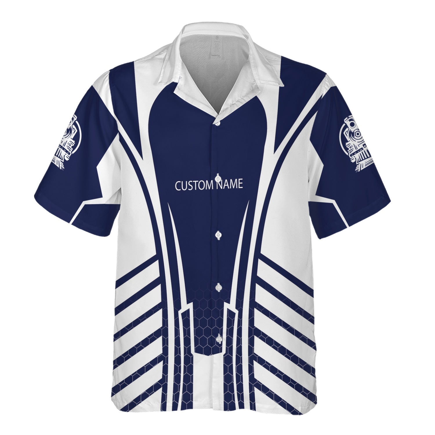 Railspirit Personalized Jersey Central Railroad Hawaiian Shirt Striped Railroad Style CNJ Train Shirt All Over Print