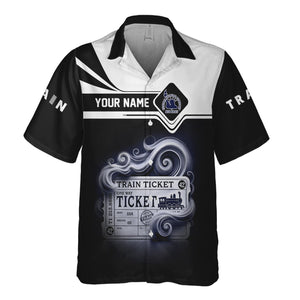 Railspirit Personalized CNJ Jersey Central Railroad Hawaiian Shirt Train Ticket American Locomotive Printed Train