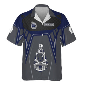 Railspirit Personalized Jersey Central Railroad Hawaiian Shirt Steam Locomotive Engine Graphic CNJ Train Shirt All Over Print