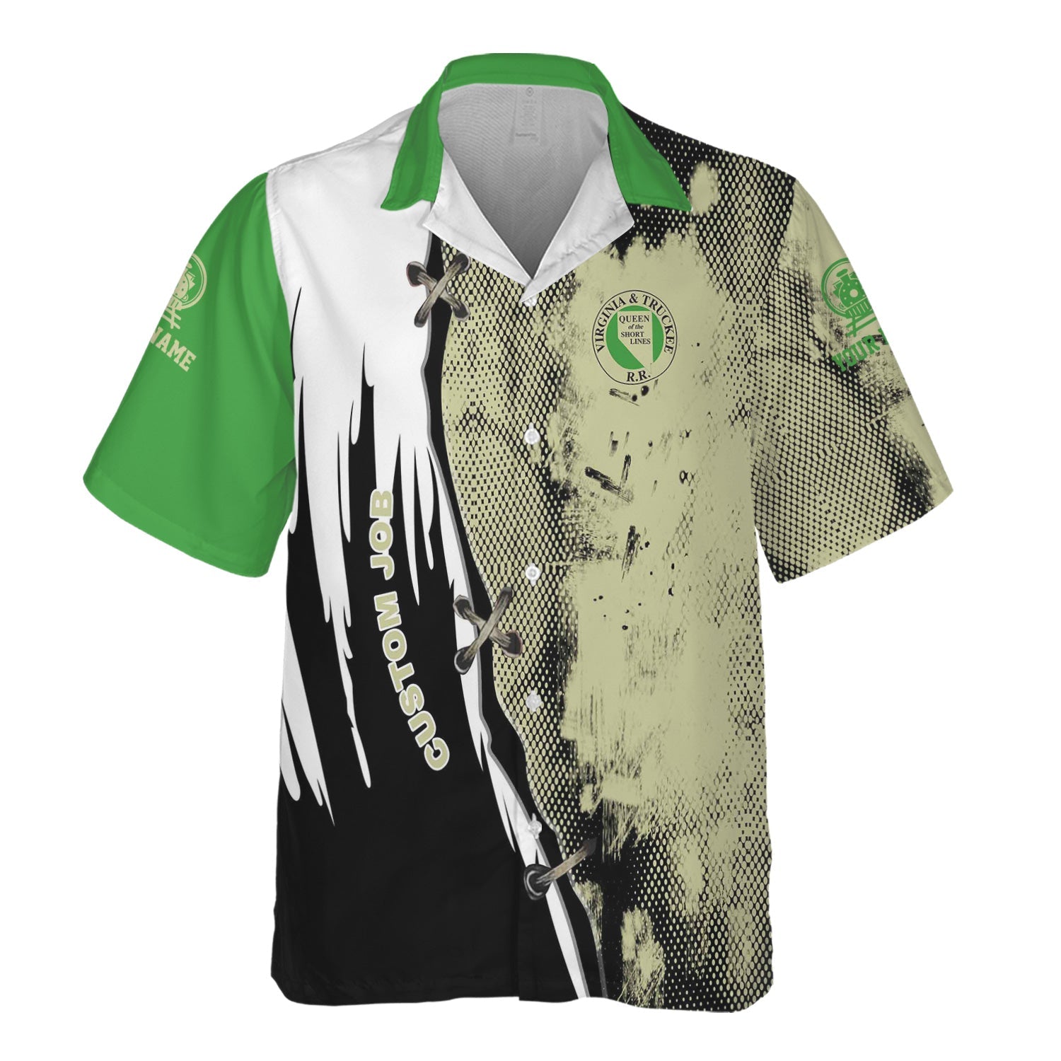 Railspirit Personalized Virginia & Truckee Railroad Hawaiian Shirt Retro Stitches Design with Custom Position Train Shirt