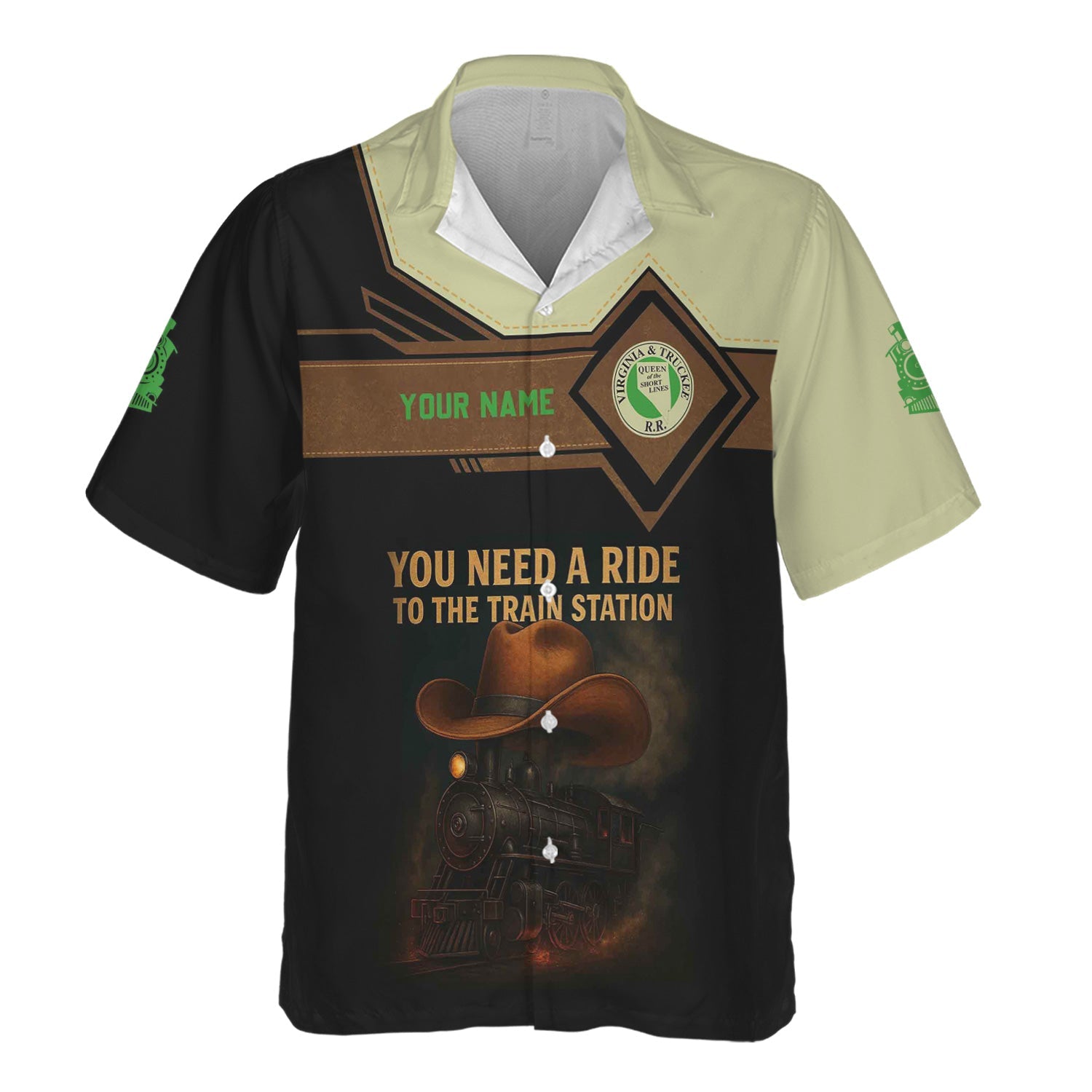 Railspirit Personalized Virginia & Truckee Railroad Hawaiian Shirt You Need A Ride To The Train Station Shirt For Train Lovers