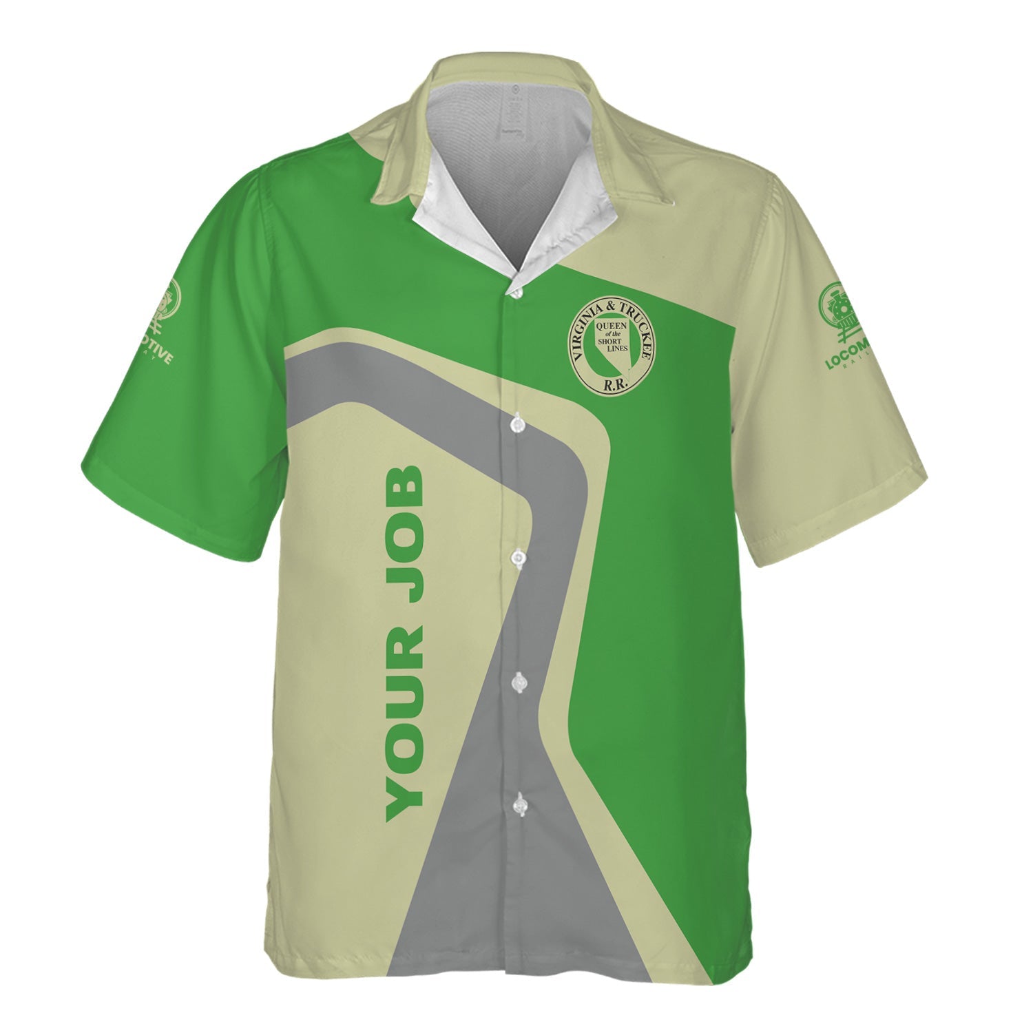 Railspirit Personalized Virginia & Truckee Railroad Hawaiian Shirt Unique Design with Custom Job Position Train Shirt