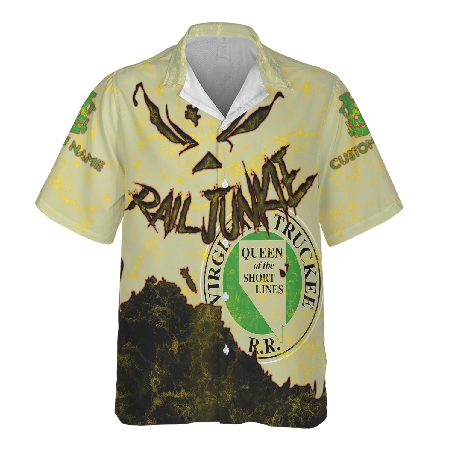 Railspirit Personalized Virginia & Truckee Railroad Hawaiian Shirt Torn Graphic Style Train Shirt For Rail Junkie