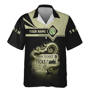 Railspirit Personalized Virginia & Truckee Railroad Hawaiian Shirt Train Ticket  American Locomotive Printed Train