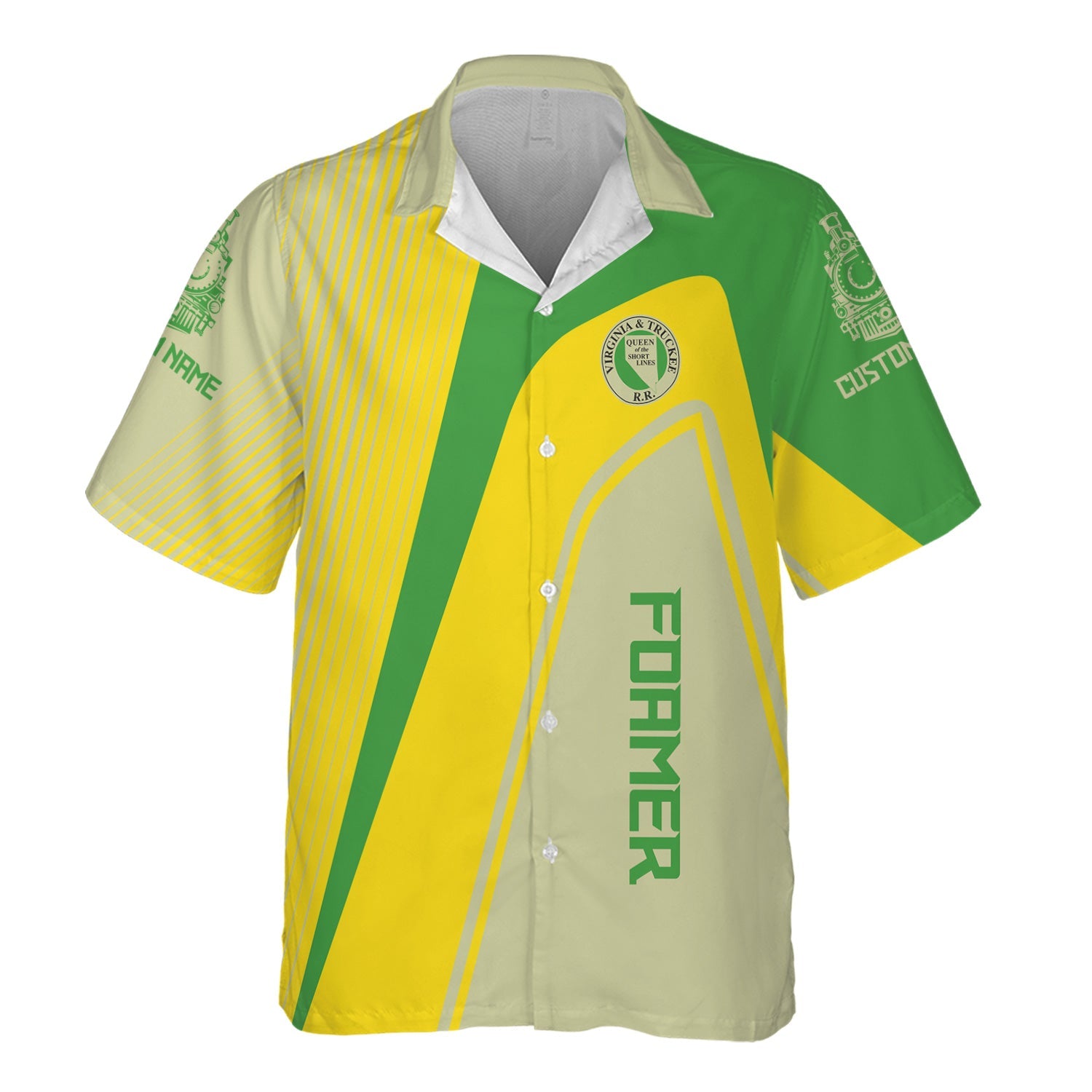 Railspirit Personalized Virginia & Truckee Railroad Hawaiian Shirt Vibrant Striking Style Shirt For Rail Enthusiasts