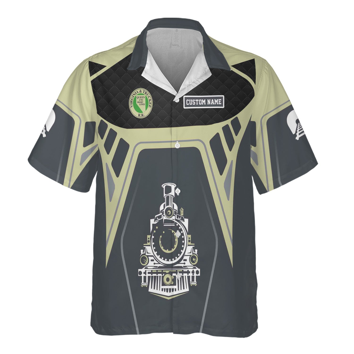 Railspirit Personalized Virginia & Truckee Railroad Hawaiian Shirt Steam Locomotive Engine Graphic Train Shirt All Over Print