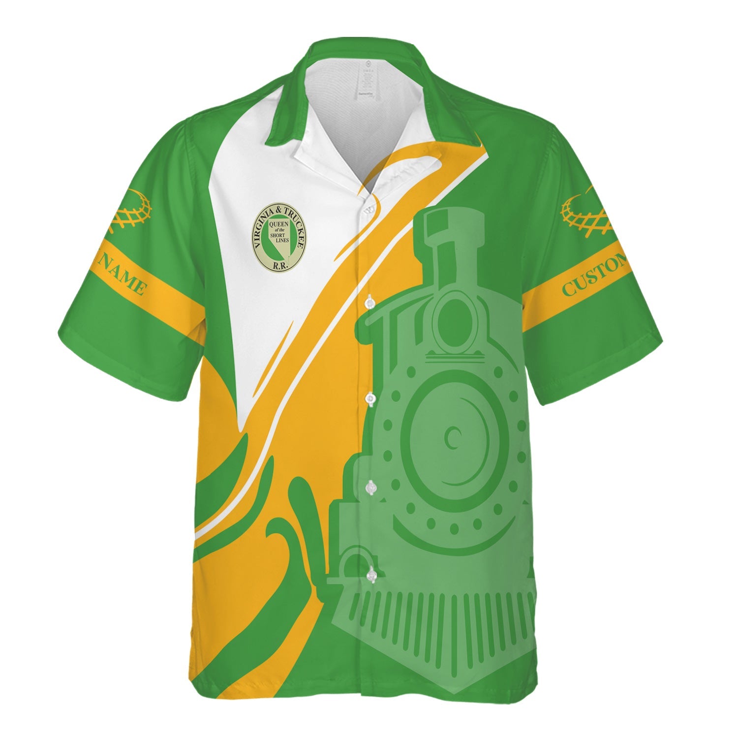 Railspirit Personalized Virginia & Truckee Railroad Hawaiian Shirt Flame-Inspired Style Shirt Gift Idea For Train Lovers