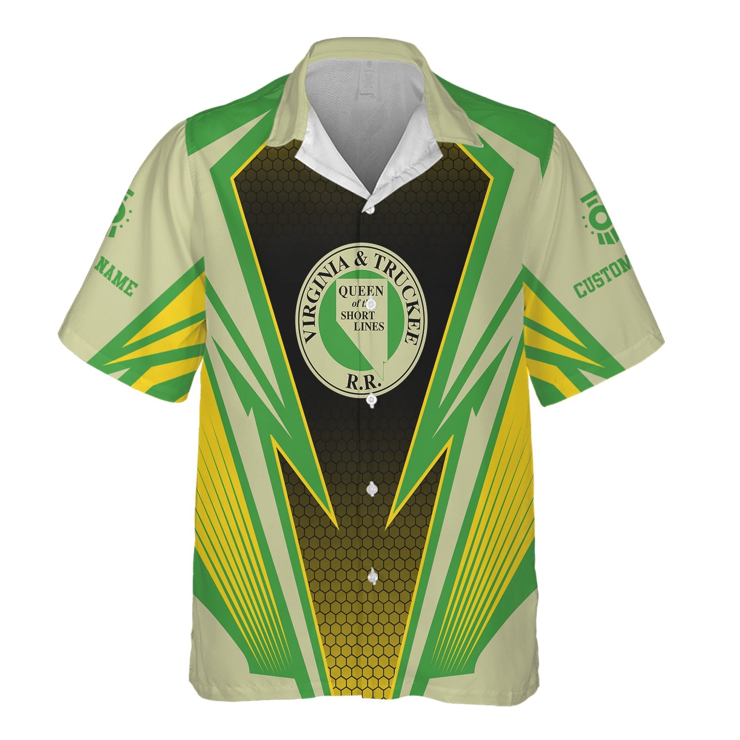 Railspirit Personalized Virginia & Truckee Railroad Hawaiian Shirt Lightning Graphic Style Shirt Gift Idea For Train Lover