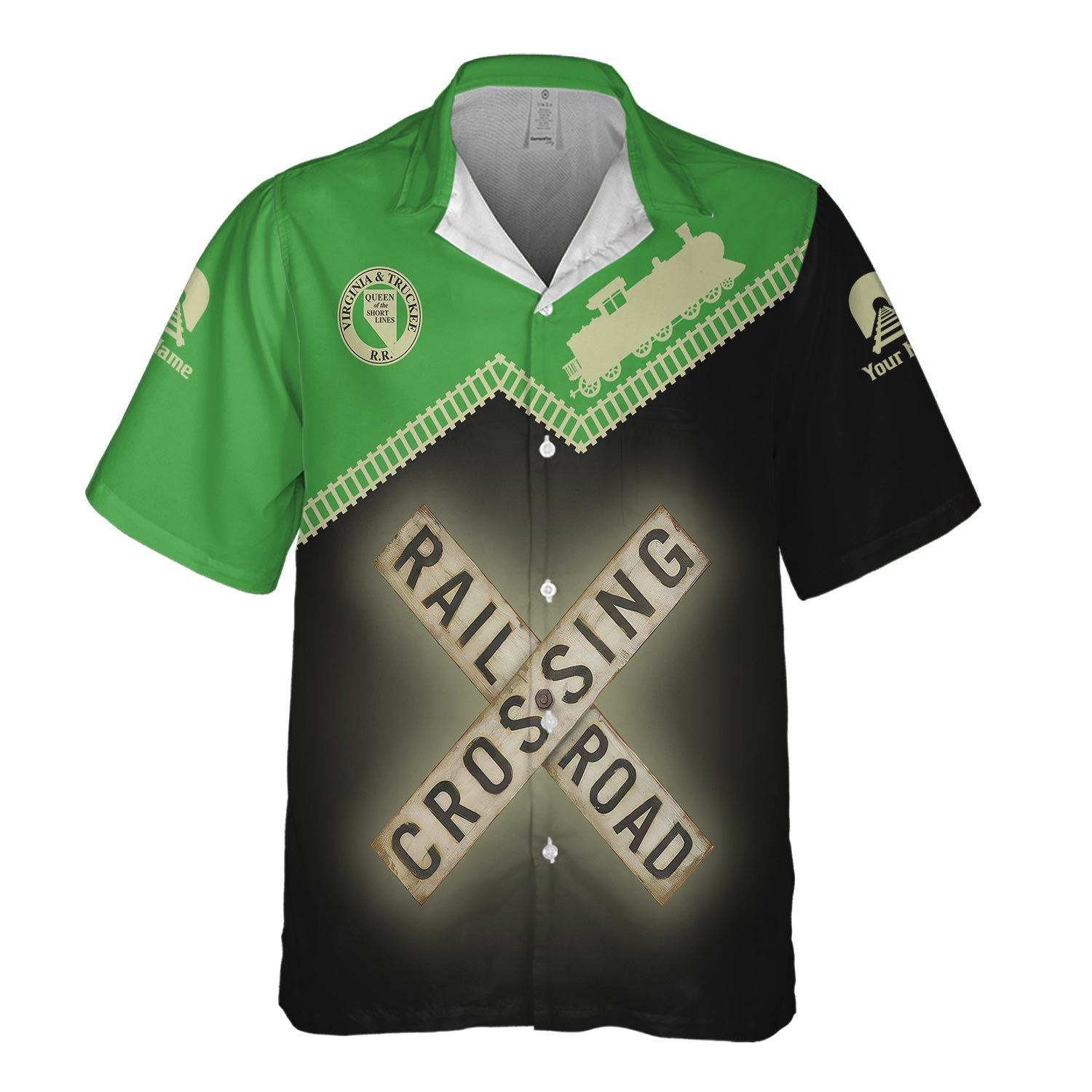 Railspirit Personalized Virginia & Truckee Railroad Hawaiian Shirt Railroad Crossing Printed Train Track Shirt