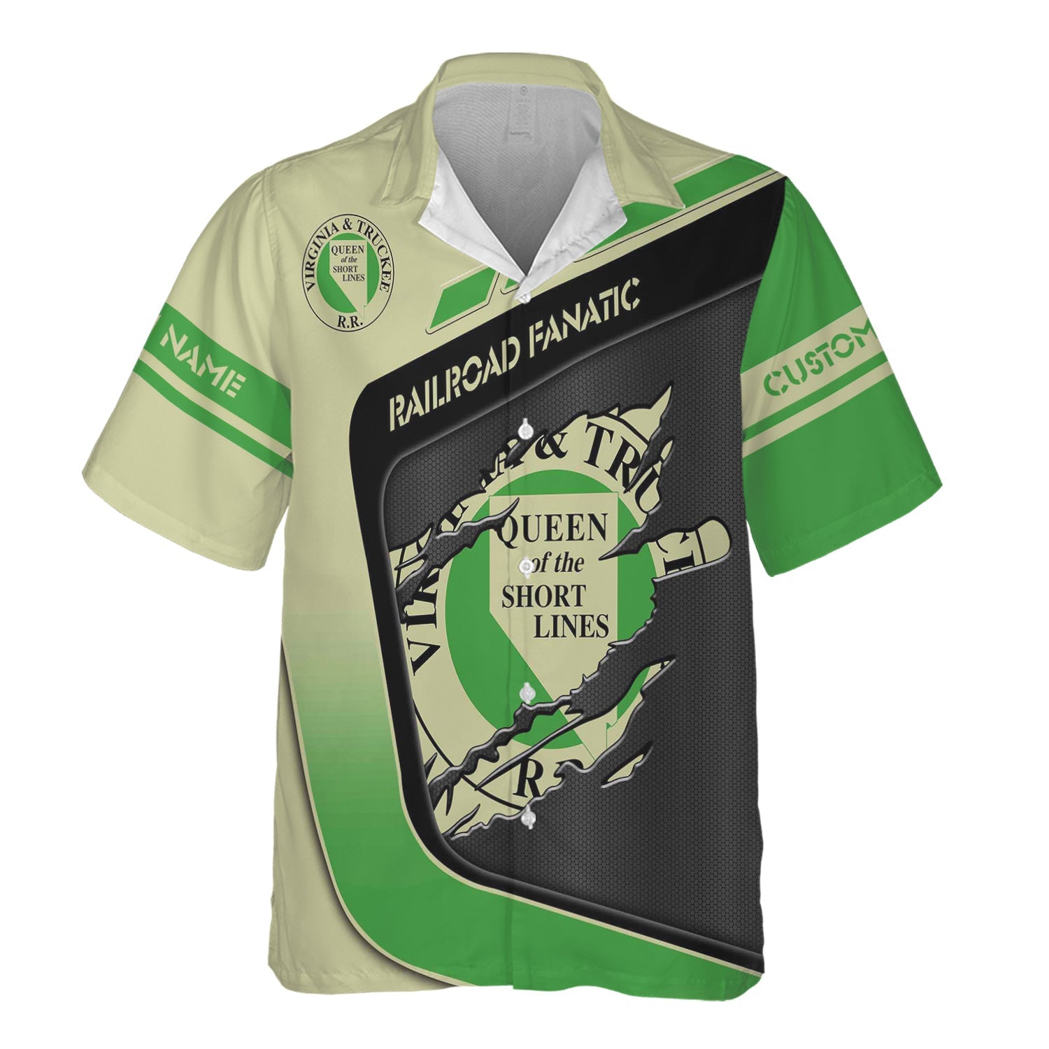 Railspirit Personalized Virginia & Truckee Railroad Hawaiian Shirt Ripped Texture Style Train Shirt For Railroad Fanatic