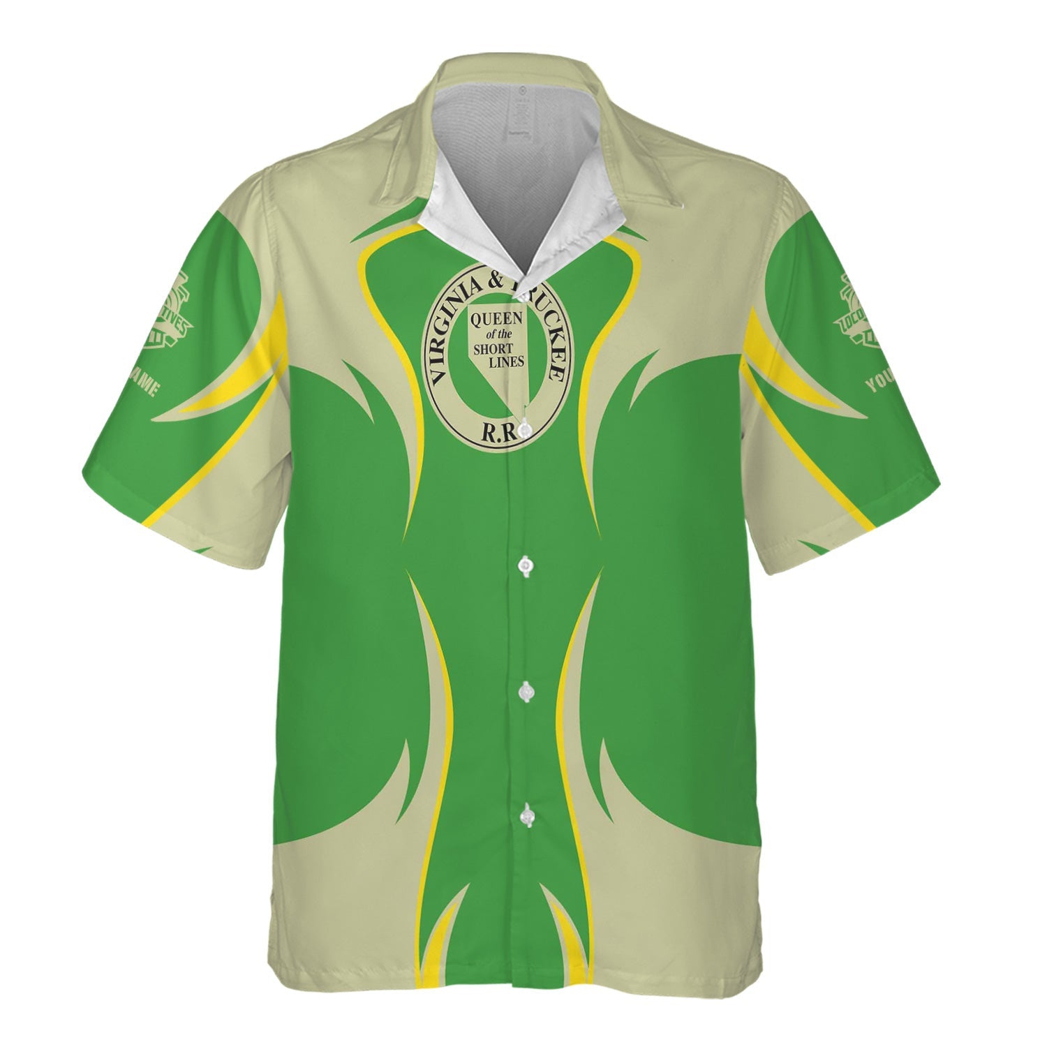 Railspirit Personalized Virginia & Truckee Railroad Hawaiian Shirt Distinctive Flame Style Shirt For Steam Engine Addict