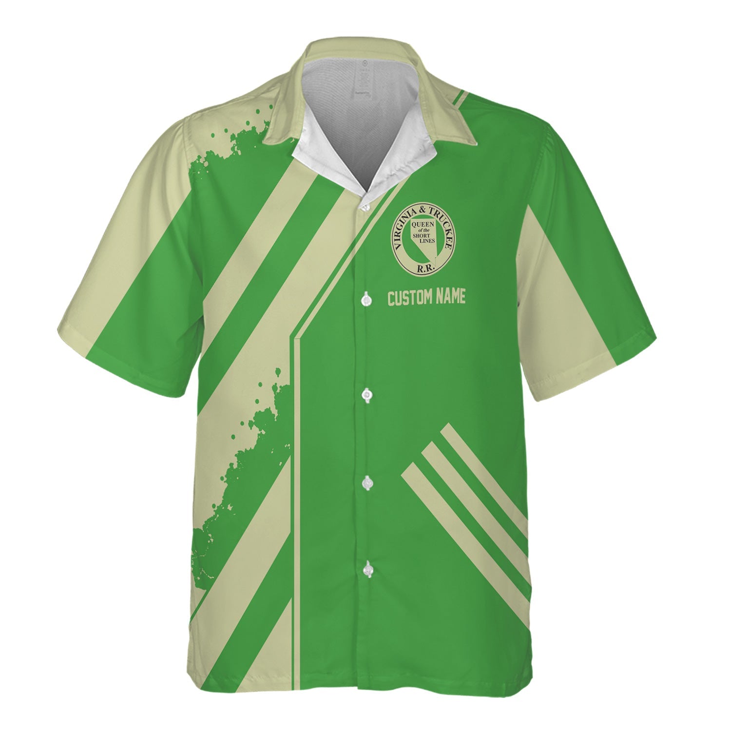 Railspirit Personalized Virginia & Truckee Railroad Hawaiian Shirt Locomotive Design Train Shirt for Train Enthusiast