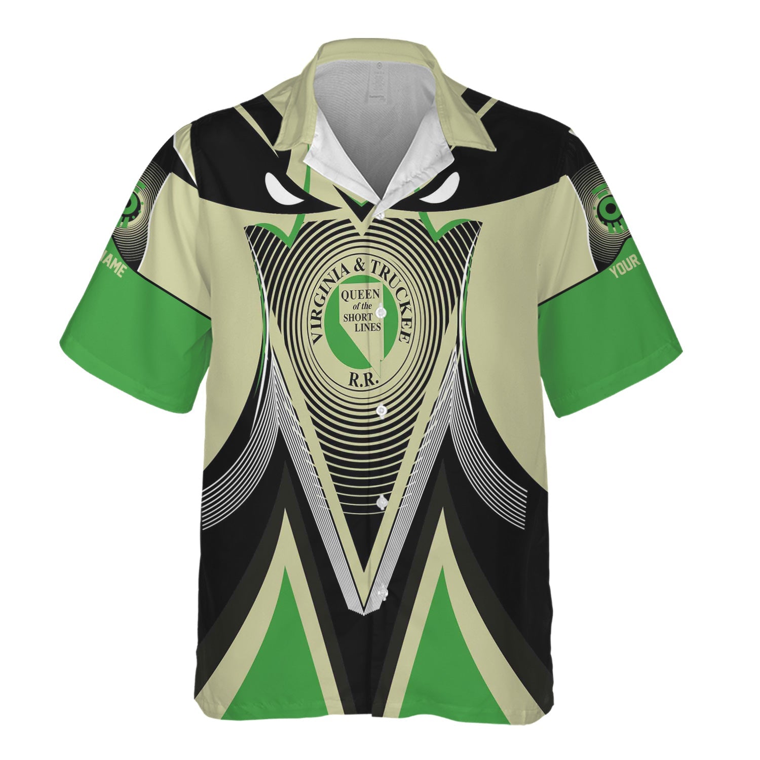 Railspirit Personalized Virginia & Truckee Railroad Hawaiian Shirt Vibrant Graphic Pattern Shirt For Train Enthusiasts