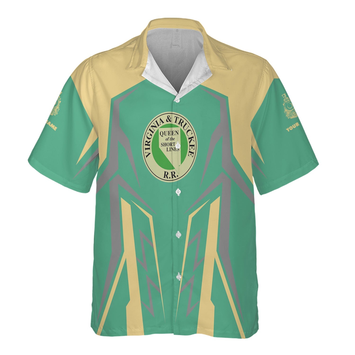 Railspirit Personalized Virginia & Truckee Railroad Hawaiian Shirt Futuristic Design with Custom Job Train Shirt