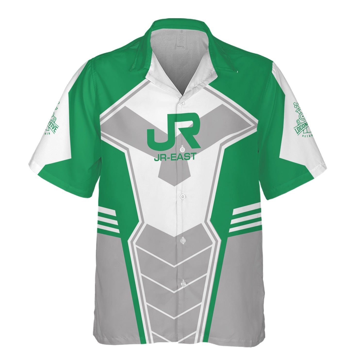 Railspirit Personalized East Japan Railway Hawaiian Shirt Engine-Inspired Style JR-EAST Train Shirt for Railroad Fanatic