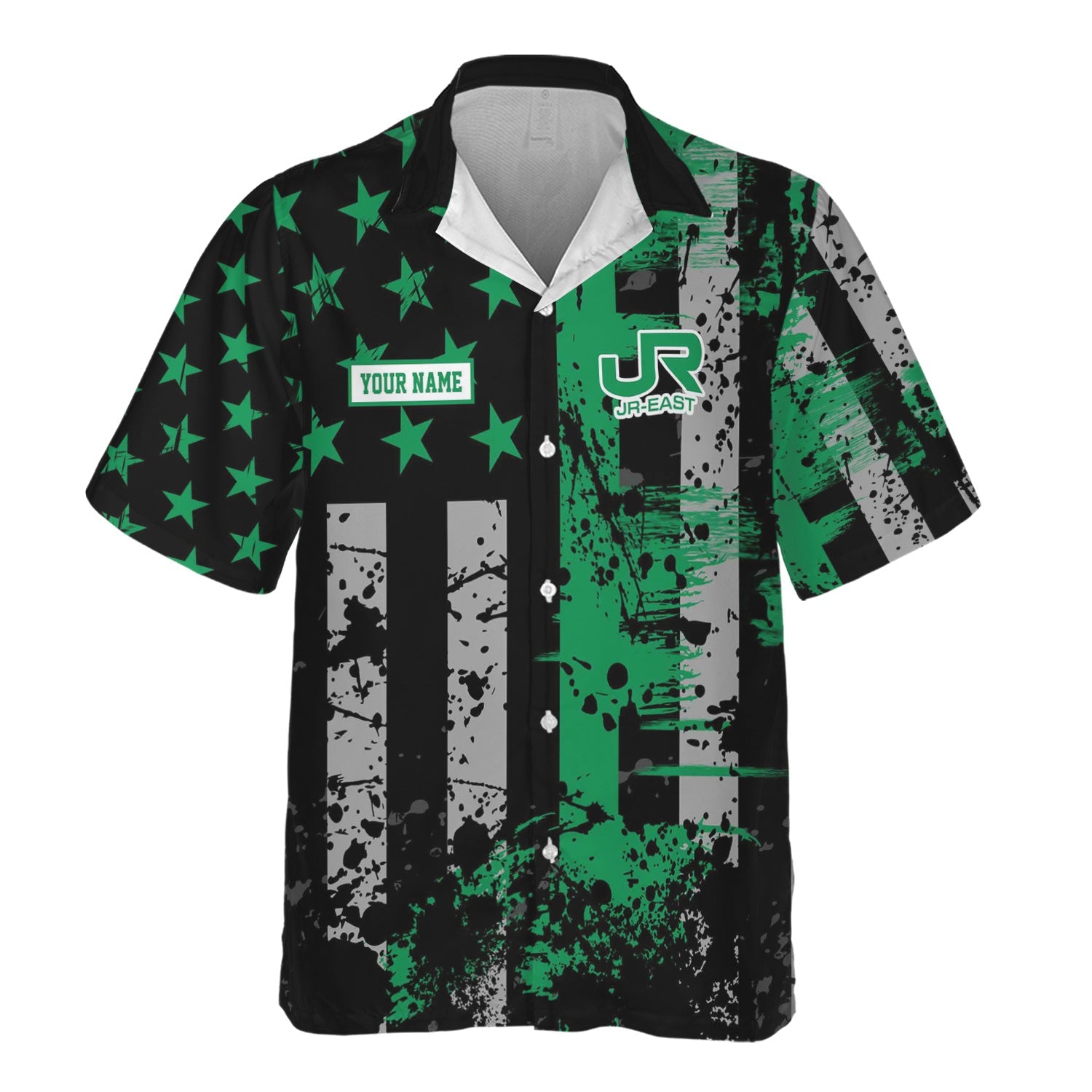 Railspirit Personalized East Japan Railway Hawaiian Shirt Artistic Paint American Flag Style JR-EAST Train Shirt