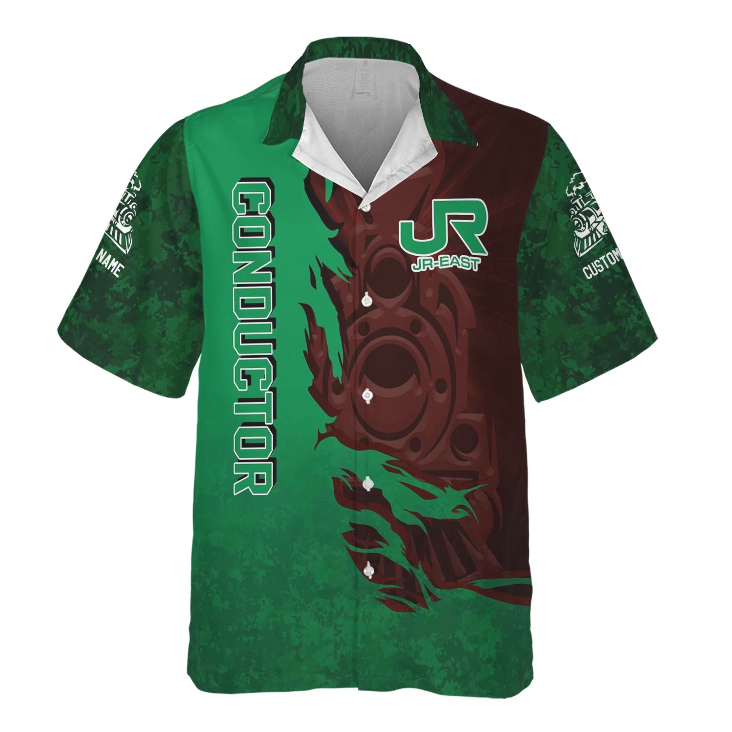 Railspirit Personalized East Japan Railway Hawaiian Shirt Blazing Style with Custom Position JR-EAST Train Shirt