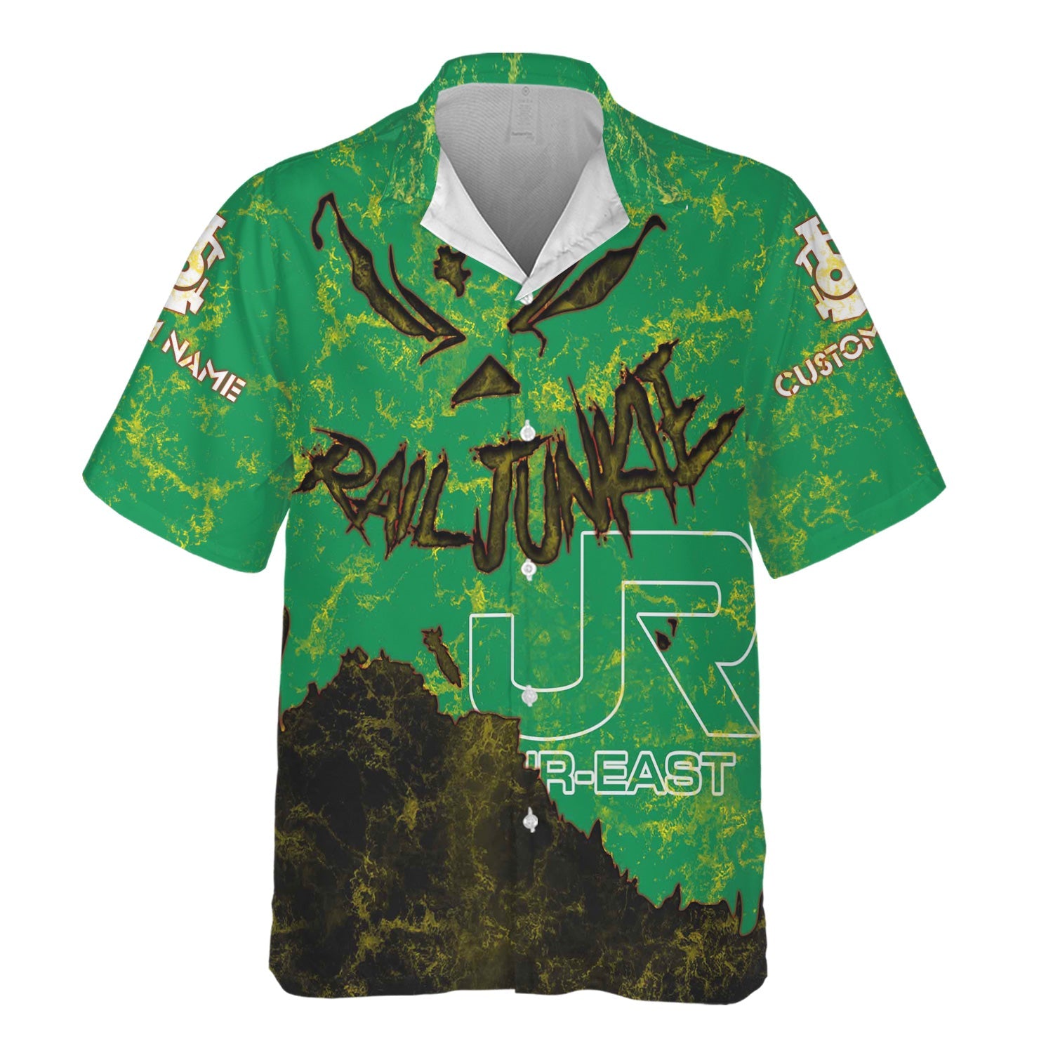 Railspirit Personalized East Japan Railway Hawaiian Shirt Torn Graphic Style JR-EAST Train Shirt For Rail Junkie