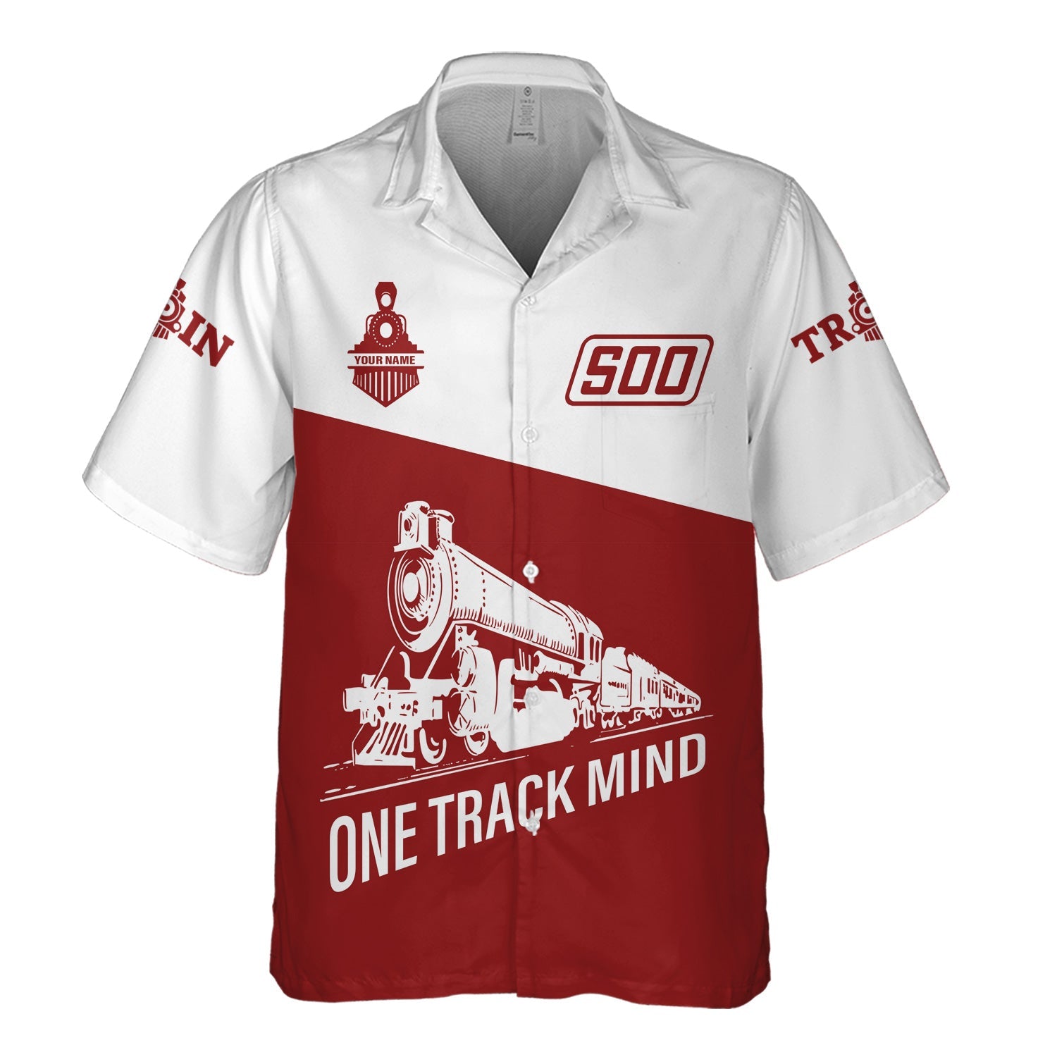 Railspirit Personalized Soo Line Railroad Hawaiian Shirt One Track Mind Unisex Train Shirt Gift Idea For Train Lover