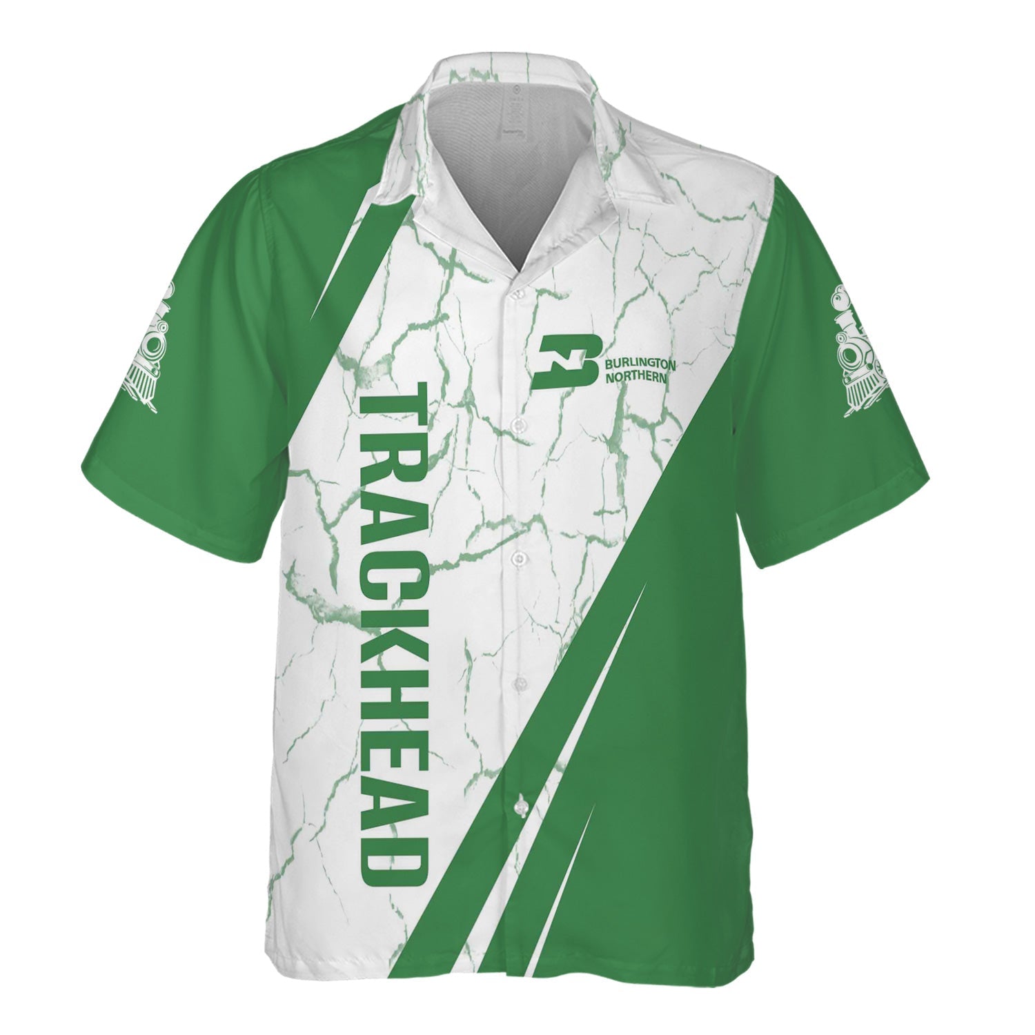 Railspirit Personalized Burlington Northern Railroad Hawaiian Shirt Crackle Texture Style Shirt For Trackhead