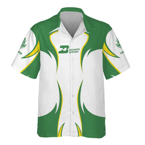 Railspirit Personalized Burlington Northern Railroad Hawaiian Shirt Distinctive Flame Style Shirt For Steam Engine Addict