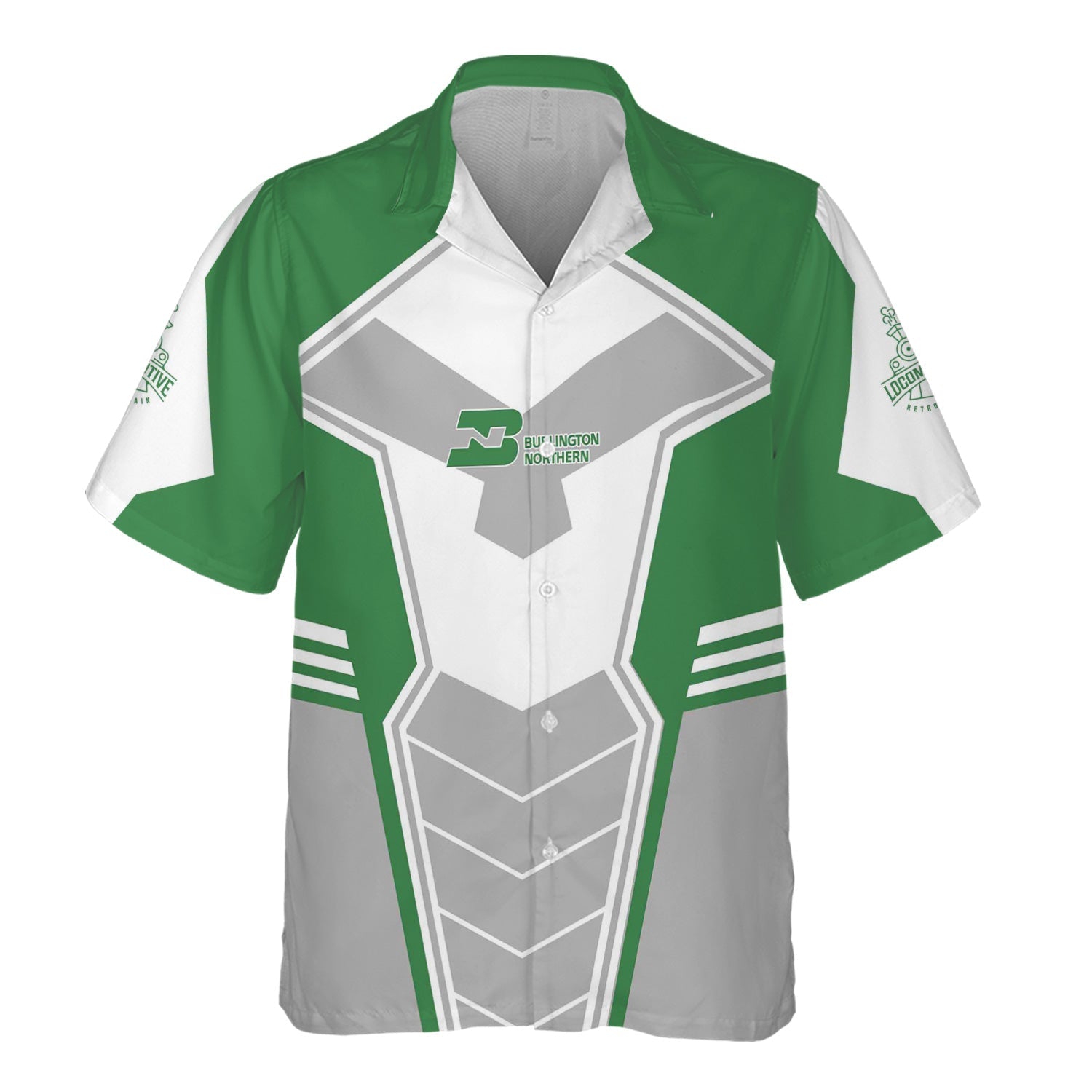 Railspirit Personalized Burlington Northern Railroad Hawaiian Shirt Engine-Inspired Style Train Shirt for Railroad Fanatic