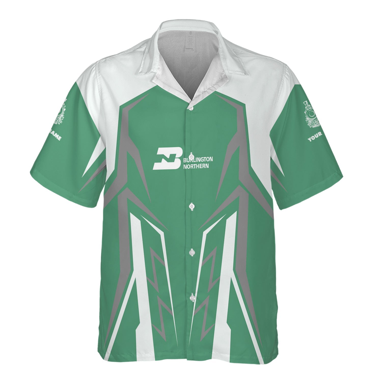 Railspirit Personalized Burlington Northern Railroad Hawaiian Shirt Futuristic Design with Custom Job Train Shirt