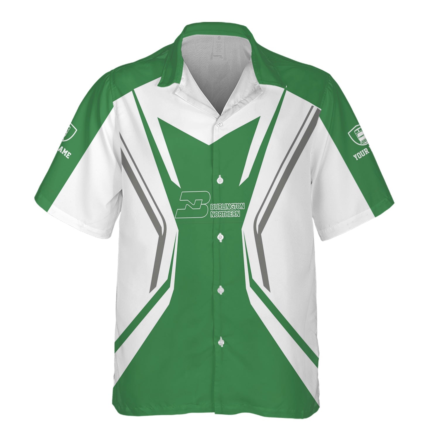 Railspirit Personalized Burlington Northern Railroad Hawaiian Shirt Unique Style with Custom Job Train Shirt