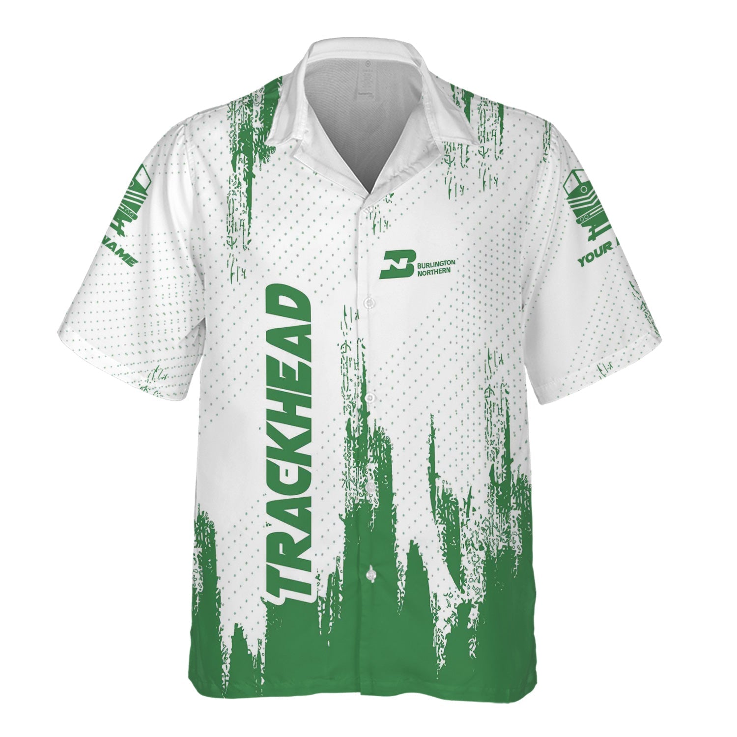 Railspirit Personalized Burlington Northern Railroad Hawaiian Shirt Paint Impact Design Train Shirt for Trackhead