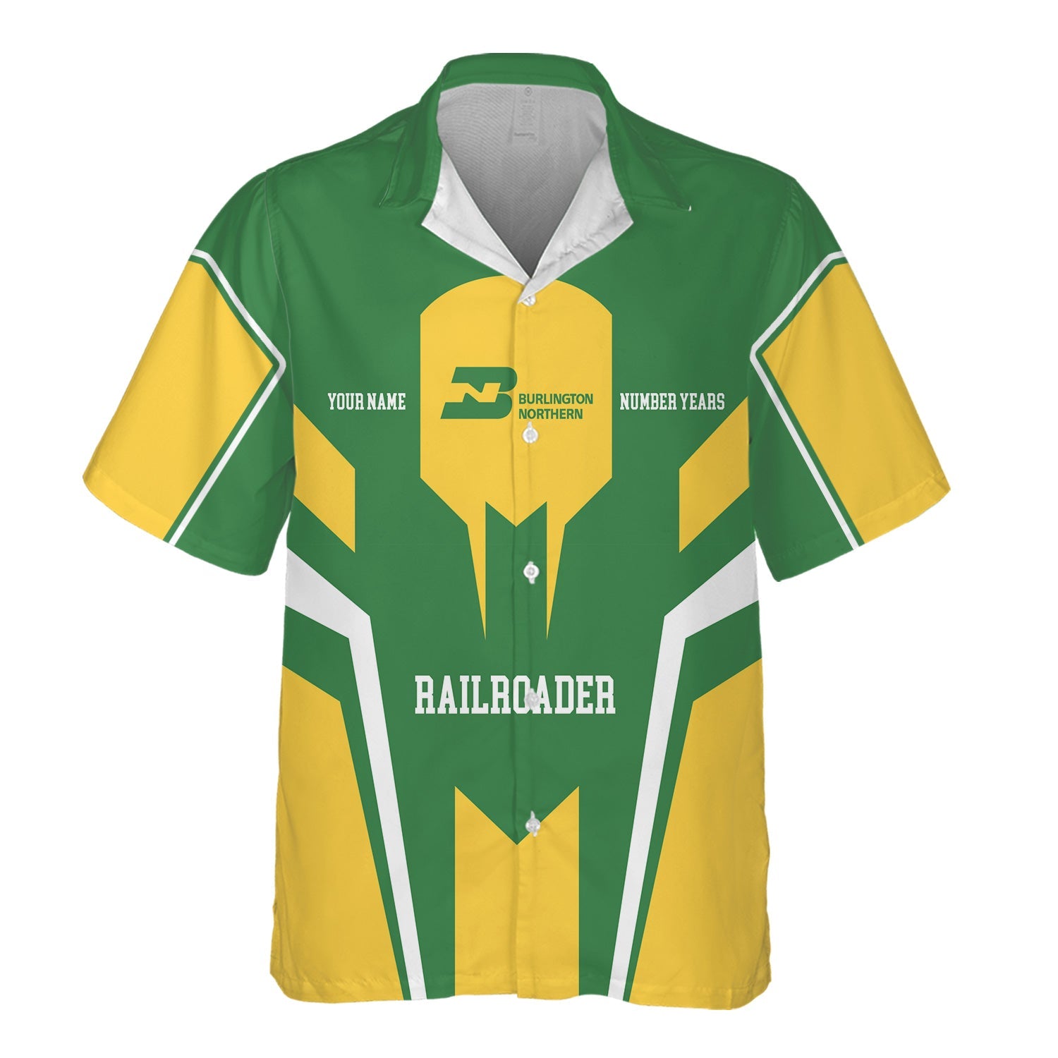 Railspirit Personalized Burlington Northern Railroad Hawaiian Shirt Custom Year Railroader Shirt Gift Idea For Train Lover