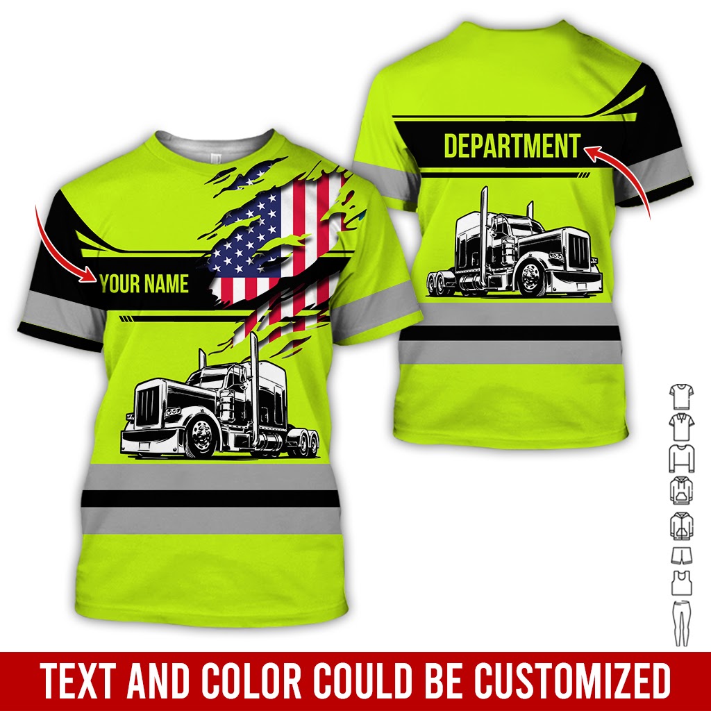 Customized Name Semi Truck Uniform Printed Clothes, Custom Trucker T-shirt