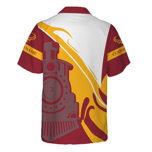 Railspirit Personalized Chicago Great Western Railroad Hawaiian Shirt Flame-Inspired Style Shirt Gift Idea For Train Lovers