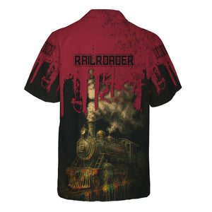 Railspirit Personalized Chicago Great Western Railroad Hawaiian Shirt Vintage Train Art Style Shirt For Locomotive Fans