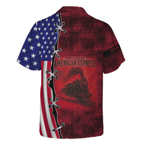 Railspirit Personalized Chicago Great Western Railroad Hawaiian Shirt Retro American Express Train With USA Flag Shirt