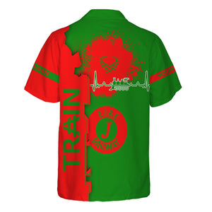 Railspirit Personalized Elgin Joliet And Eastern Railroad Hawaiian Shirt Engine Heartbeat and Track Love Style Shirt Gift Idea For Train Lovers