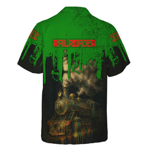 Railspirit Personalized Elgin Joliet And Eastern Railroad Hawaiian Shirt Vintage Train Art Style Shirt For Locomotive Fans