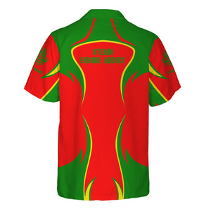 Railspirit Personalized Elgin Joliet And Eastern Railroad Hawaiian Shirt Distinctive Flame Style Shirt For Steam Engine Addict