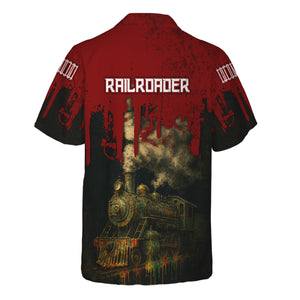 Railspirit Personalized Detroit & Mackinac Railroad Hawaiian Shirt Vintage Train Art Style Shirt For Locomotive Fans