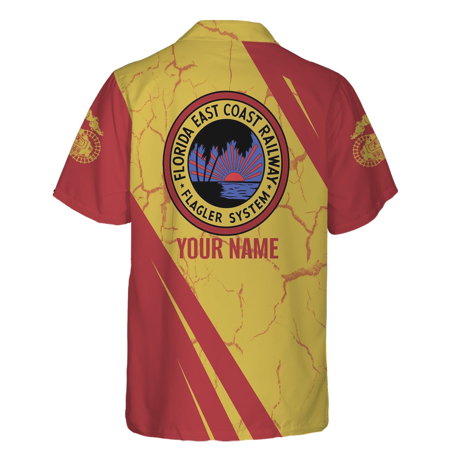 Railspirit Personalized Florida East Coast Railway Hawaiian Shirt Crackle Texture Style Shirt For Trackhead